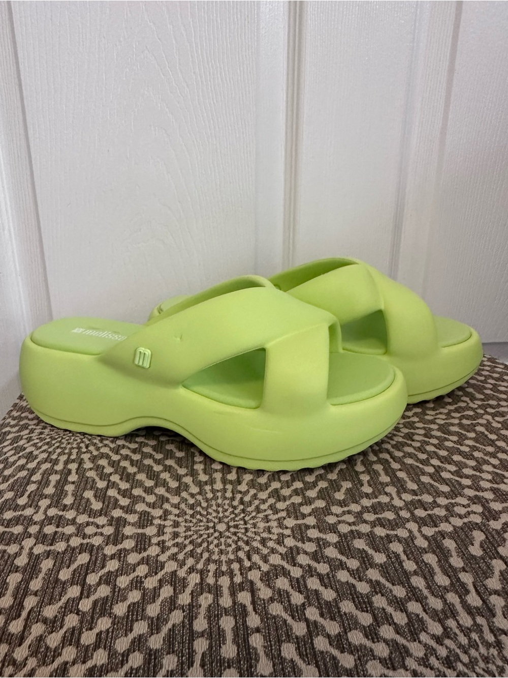 Melissa Lime Green Platform Slide Sandals